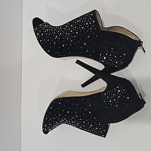 INC Black Suede with Rhinestone Booties Size 10 - Picture 5 of 15